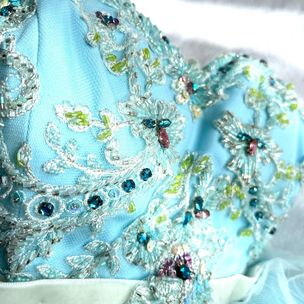 Alyce Paris Light Blue Tiered Tulle Ruffle Prom Dress Sz 2 Regencycore Fairycore - Picture 12 of 16